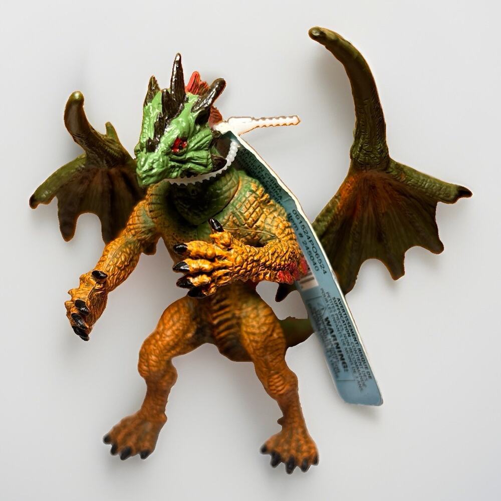 Animal Quest Green Orange Dragon Figure 2024 AMC Winged Fantasy Toy w/ Tag